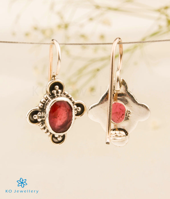 The Ayra Silver Gemstone Earrings (Red)