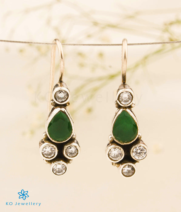 The Udvita Silver Gemstone Earrings (Green)