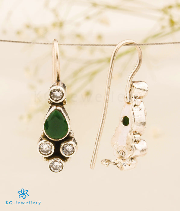 The Udvita Silver Gemstone Earrings (Green)