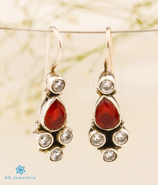The Udvita Silver Gemstone Earrings (Red)