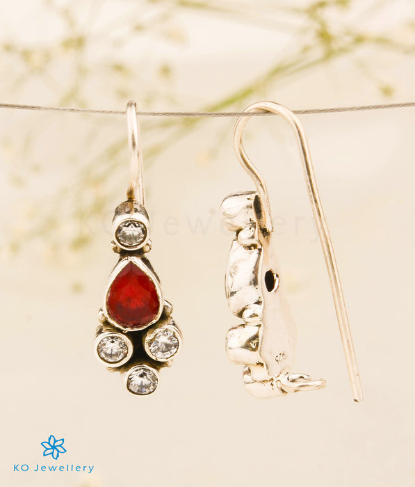 The Udvita Silver Gemstone Earrings (Red)
