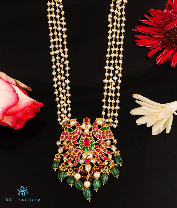 The Mausam Silver Jadau Peacock Pearl Necklace