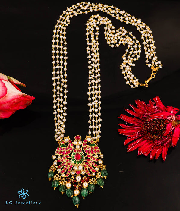 The Mausam Silver Jadau Peacock Pearl Necklace