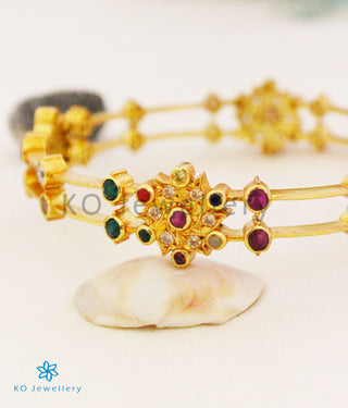 The Yajata Silver Navratna Bangle (Size 2.2/2.4/2.8)