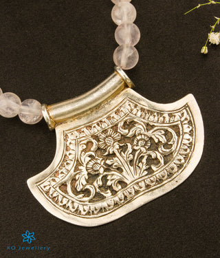 The Neeti Silver Rose Quartz  Necklace