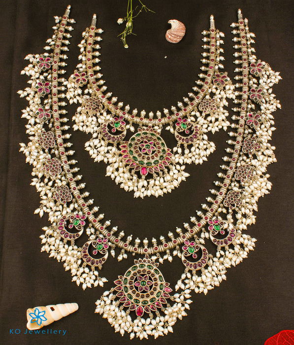 The Pranaya Silver Guttapusalu Necklace Set Of 2