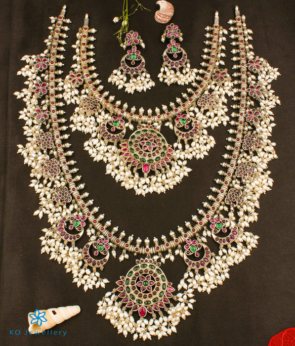 The Pranaya Silver Guttapusalu Necklace Set Of 2