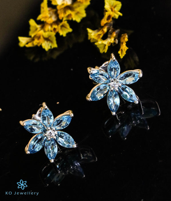 The Daffodils Silver Gemstone Ear-studs (Blue Topaz)