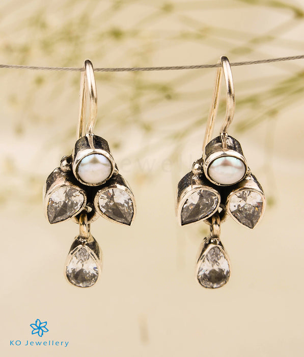 The Nazm Silver Gemstone Earrings (White)