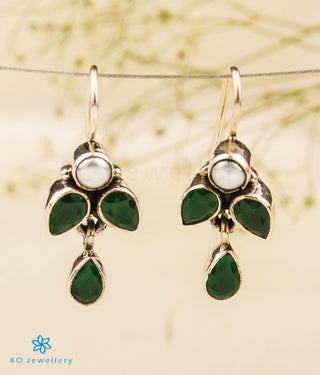 The Nazm Silver Gemstone Earrings (Green)