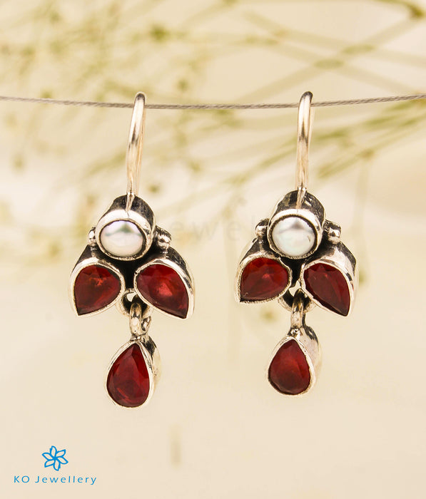 The Nazm Silver Gemstone Earrings (Red)