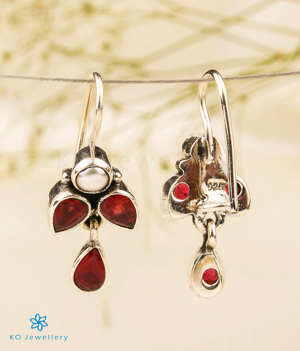 The Nazm Silver Gemstone Earrings (Red)