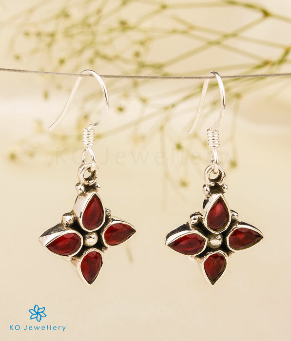 The Sarva Silver Gemstone Earrings (Red)