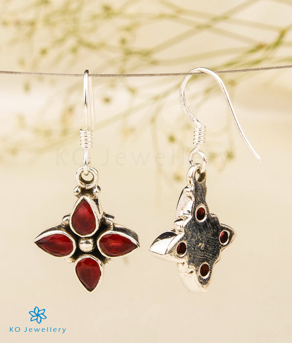 The Sarva Silver Gemstone Earrings (Red)