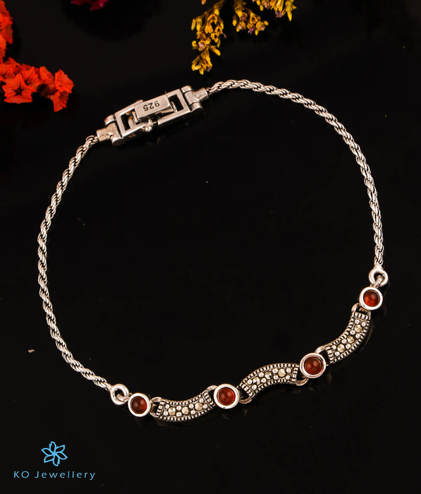 The Noir Silver Marcasite Bracelet (Red)