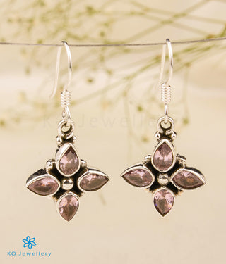 The Sarva Silver Gemstone Earrings (Pink)