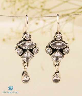 The Lasya Silver Gemstone Earrings (White)