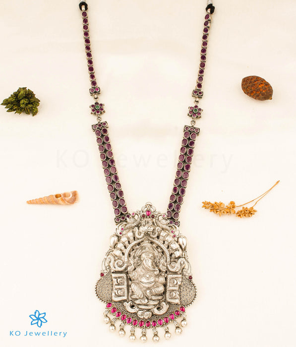 The Aadhvitha Silver Ganesha Kempu Necklace