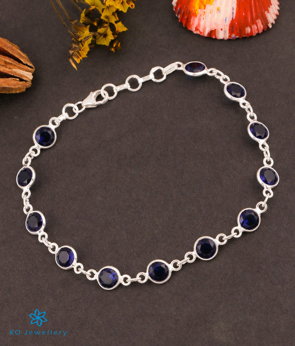 The Prakrit Silver Gemstone Bracelet (Blue)