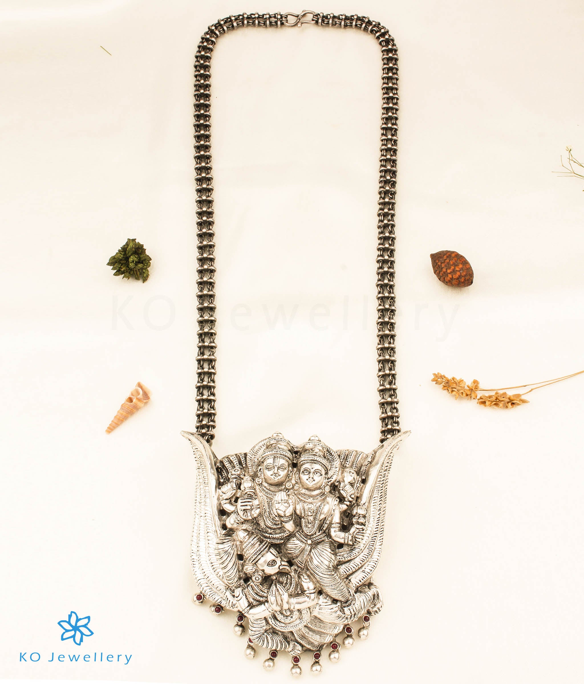 The Lakshmi Narayana Silver Nakkasi Necklace-Buy Gold Plated Jewellery Online KO Jewellery