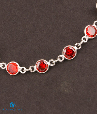 The Prakrit Silver Gemstone Bracelet (Red)
