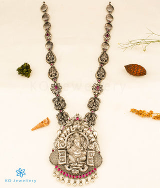 The Aadhvitha Silver Ganesha Peacock Necklace