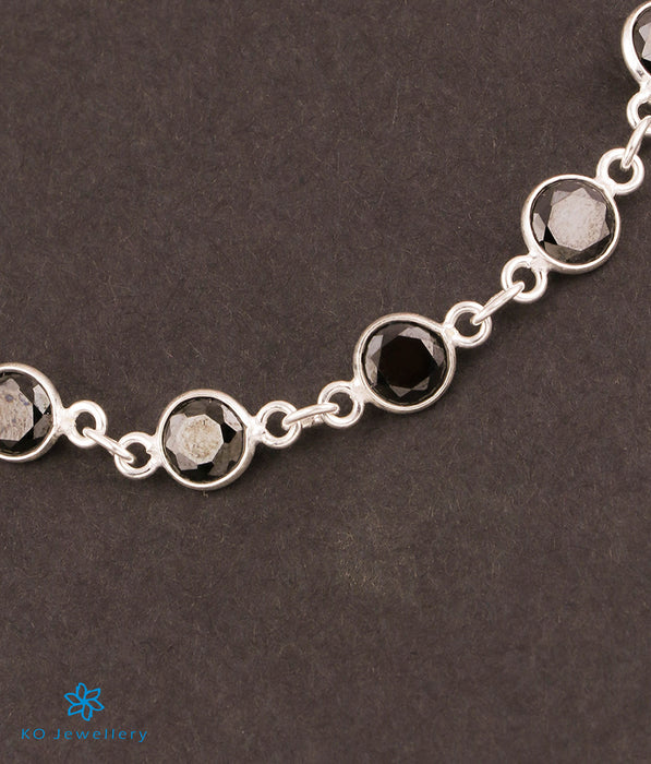 The Prakrit Silver Gemstone Bracelet (Black)