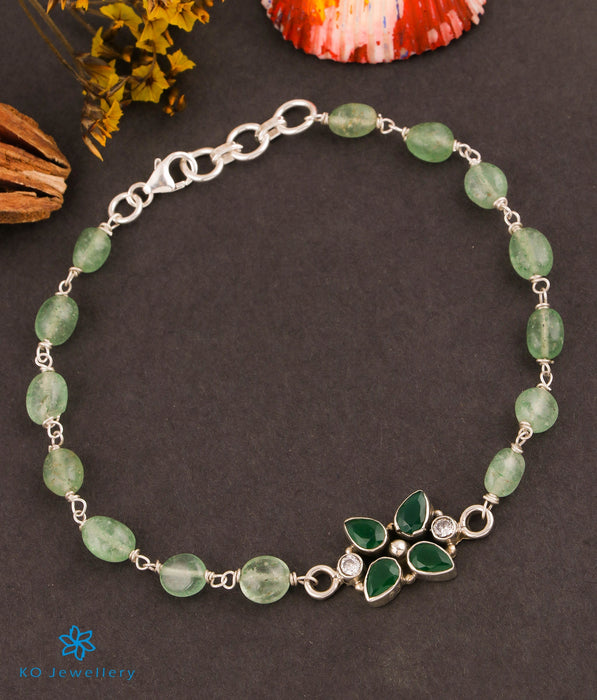 The Indrani Silver Gemstone Bracelet (Green)