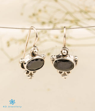 The Darsh Silver Gemstone Earrings (Black)