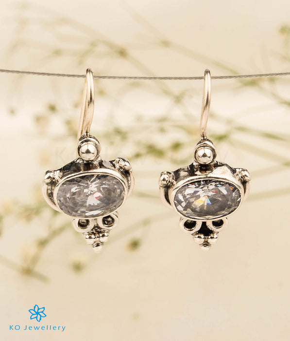 The Darsh Silver Gemstone Earrings (White)