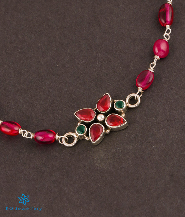The Indrani Silver Gemstone Bracelet (Red)