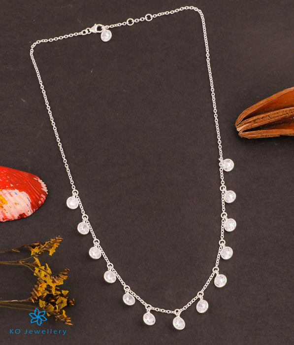 The Prakrit Silver Gemstone Necklace (White)