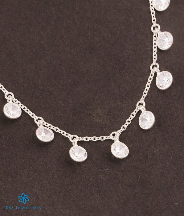 The Prakrit Silver Gemstone Necklace (White)