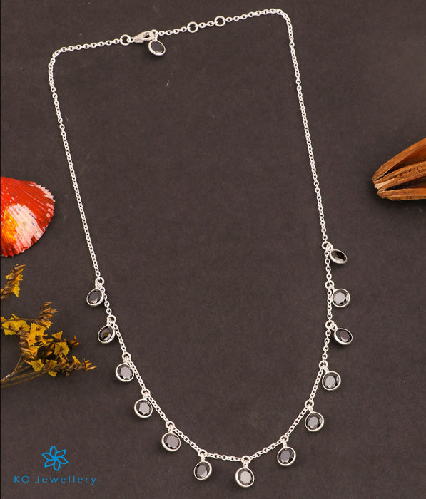 The Prakrit Silver Gemstone Necklace (Black)