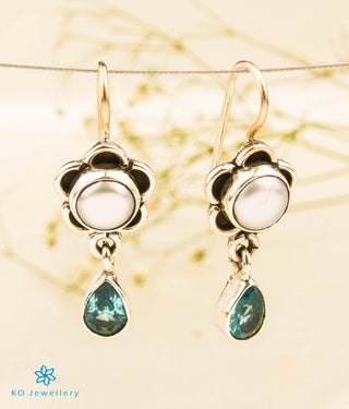 The Vama Silver Gemstone Earrings (Light Blue)