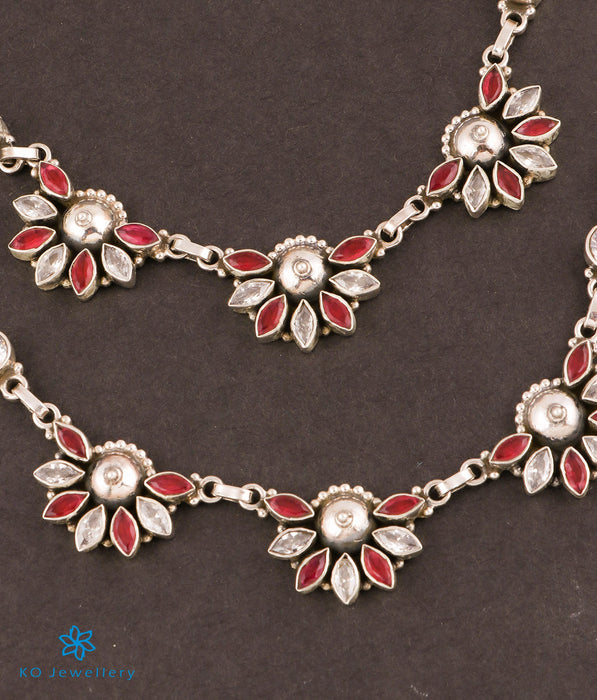 The Basant Silver Gemstone Anklets