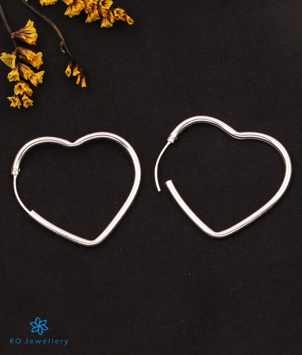 The Heart Silver Hoops