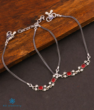 The Chaya Silver Gemstone Anklets