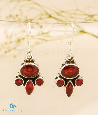 The Rupaka Silver Gemstone Earrings (Red)