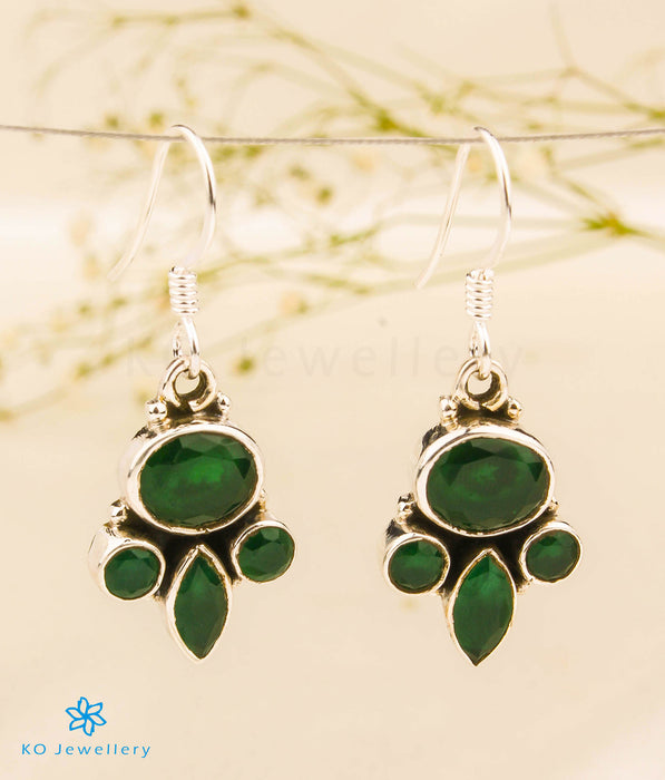 The Rupaka Silver Gemstone Earrings (Green)