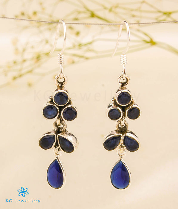 The Barha Silver Gemstone Earrings (Blue)