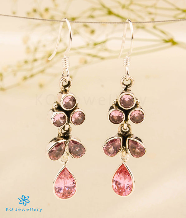 The Barha Silver Gemstone Earrings (Pink)
