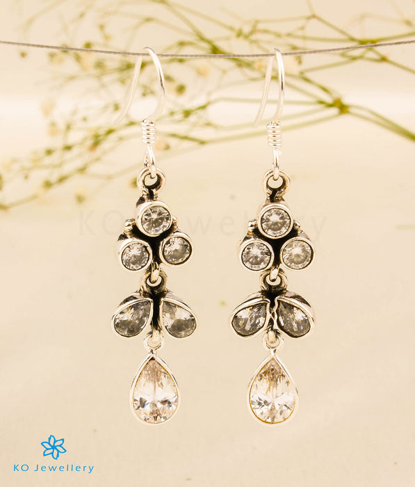 The Barha Silver Gemstone Earrings (White)