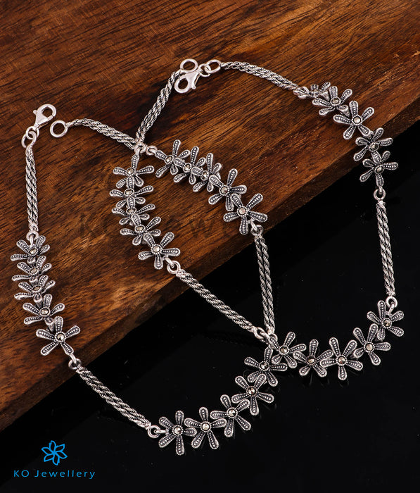 The Glitzy Sparkle Silver Marcasite Anklets
