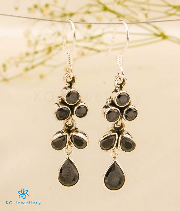 The Barha Silver Gemstone Earrings (Black)
