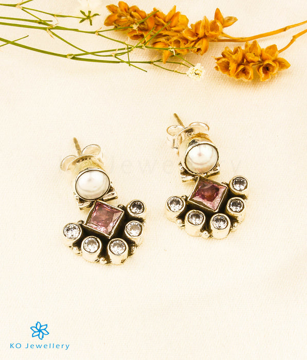 The Naz Silver Gemstone Earrings (Pink)