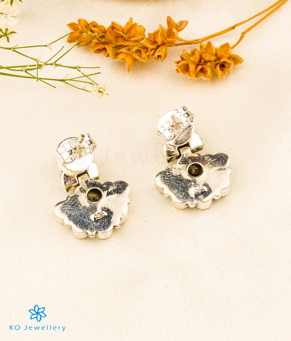 The Kashvi Silver Gemstone Earrings (Black)