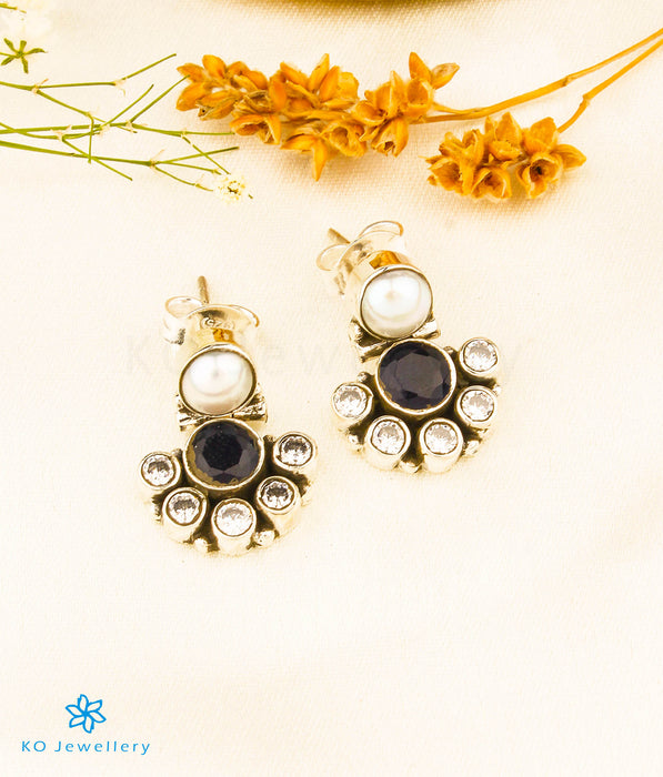 The Kashvi Silver Gemstone Earrings (Blue)