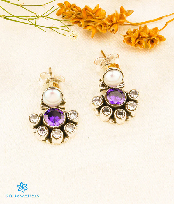 The Kashvi Silver Gemstone Earrings (Amethyst)