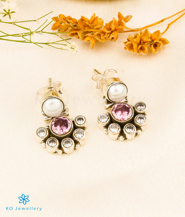 The Kashvi Silver Gemstone Earrings (Pink)